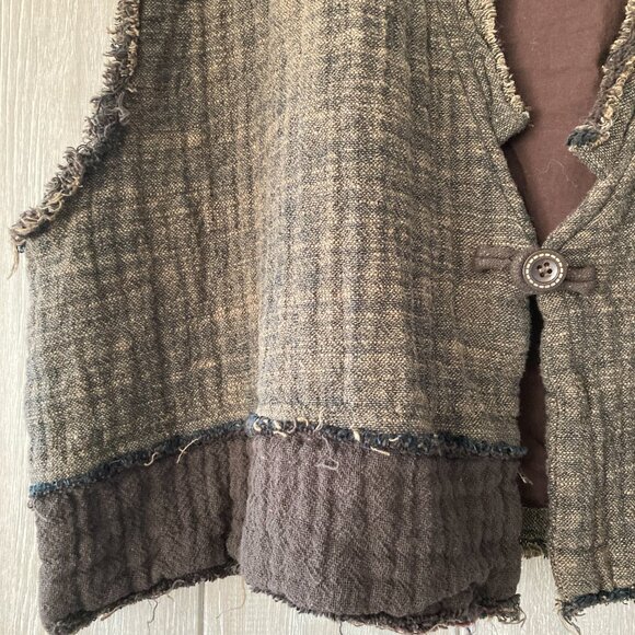 100% Cotton Double Sided Vest, OS, brown/khaki color - Picture 5 of 11